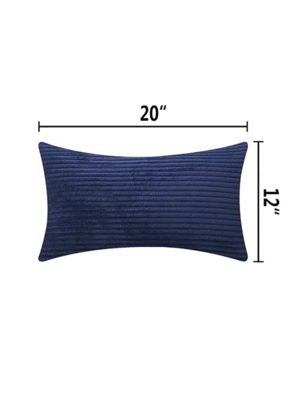 Set of 2 Navy Blue Corduroy Lumbar Throw Pillow Covers – 12x20 Soft Striped